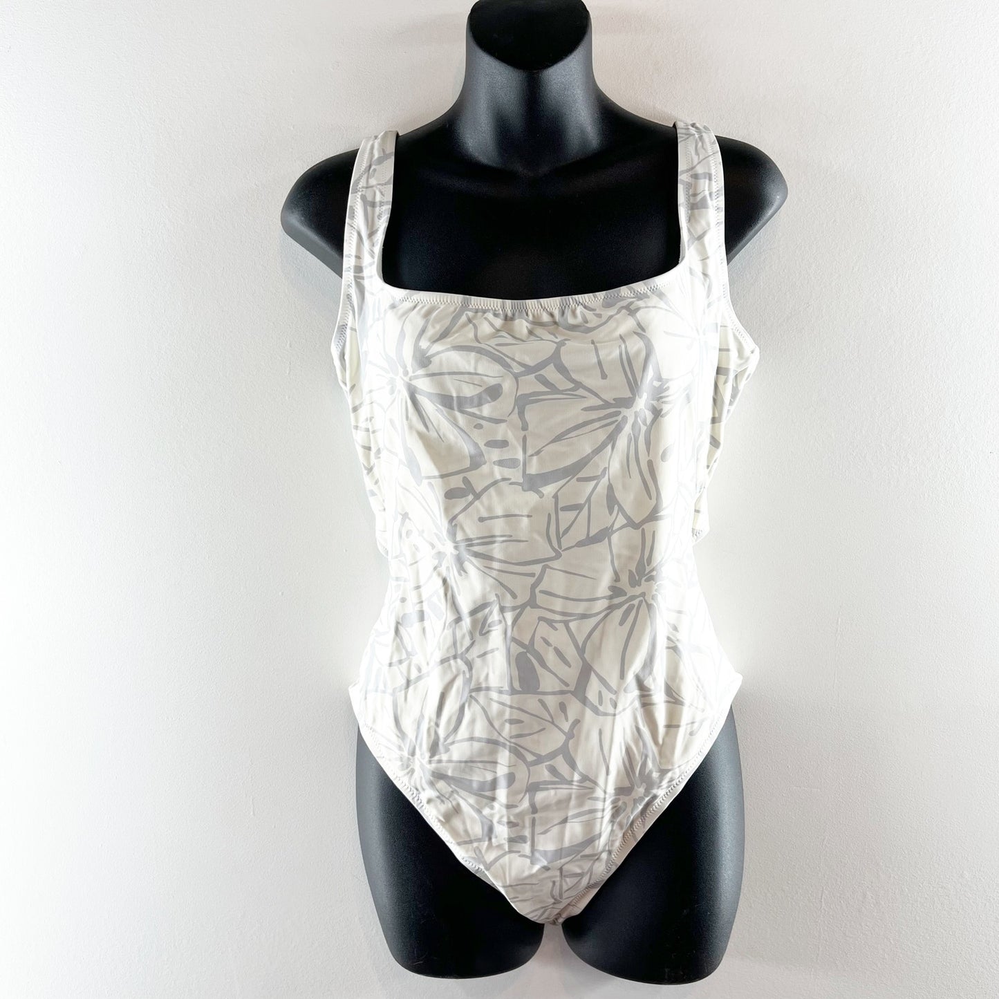 Madewell Square-Neck Tank One-Piece Swimsuit Lighthouse Cool Fog White Medium