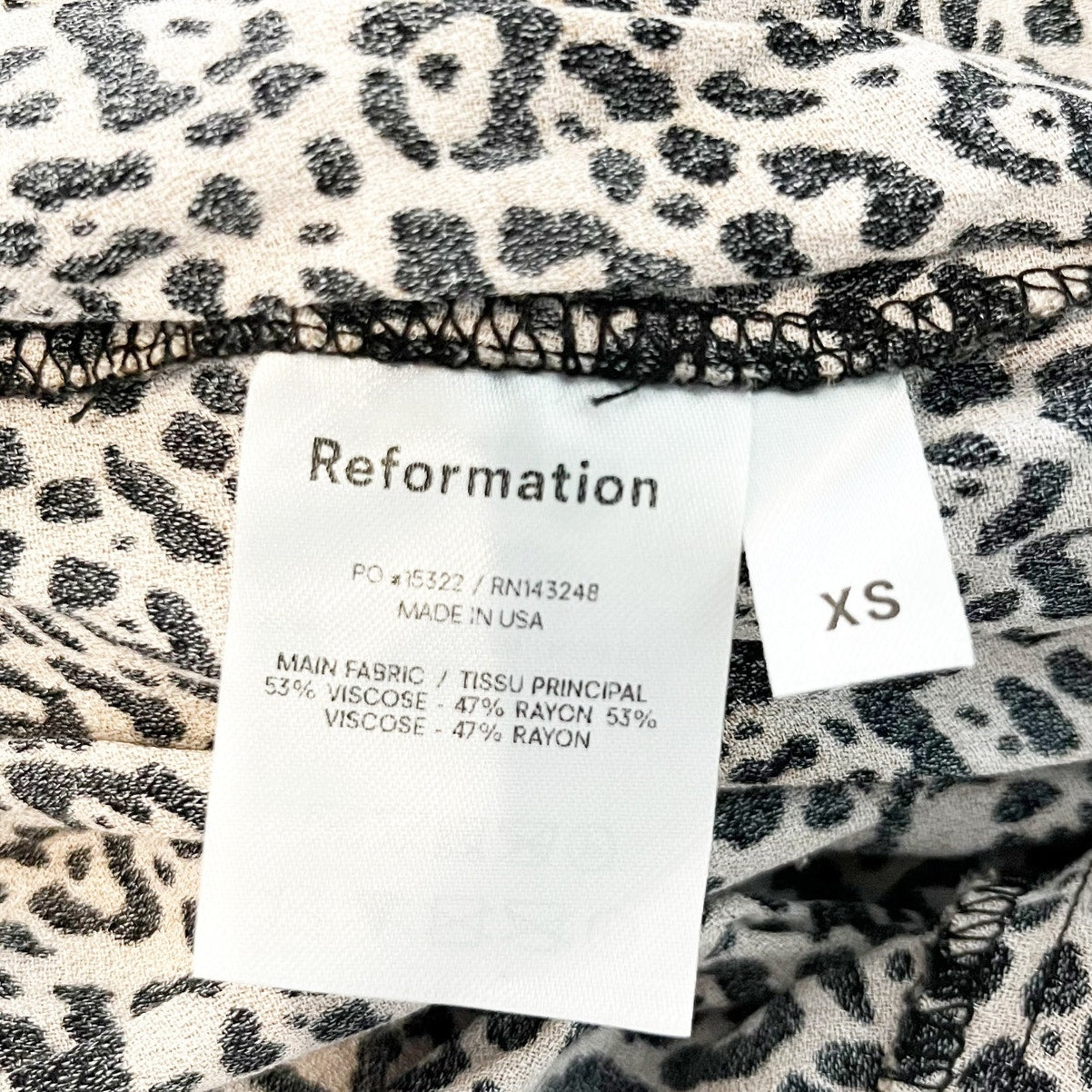Reformation Marlowe Leopard Print Mini Slip Dress Brown Black XS