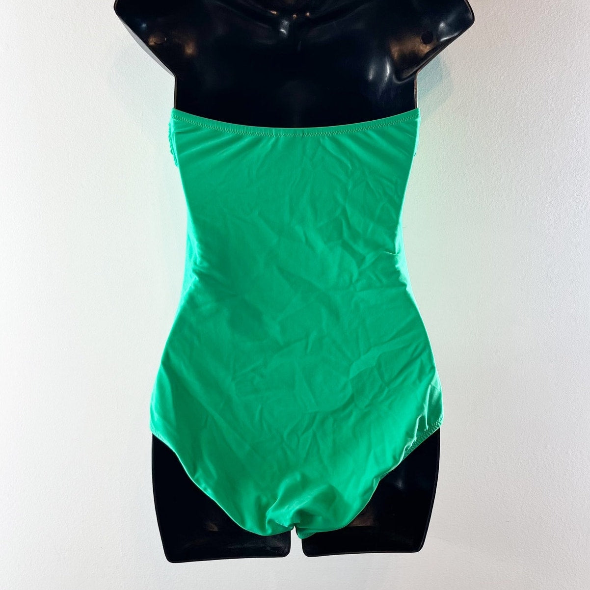 J. Crew Ruched Strapless One Piece Swimsuit Green Small