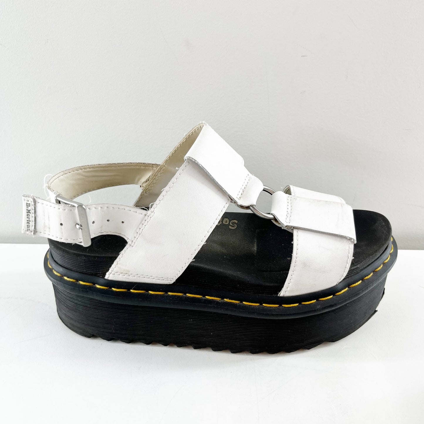 Dr. Martens Francis Leather Fisherman Platform Chunky Sandals White 8