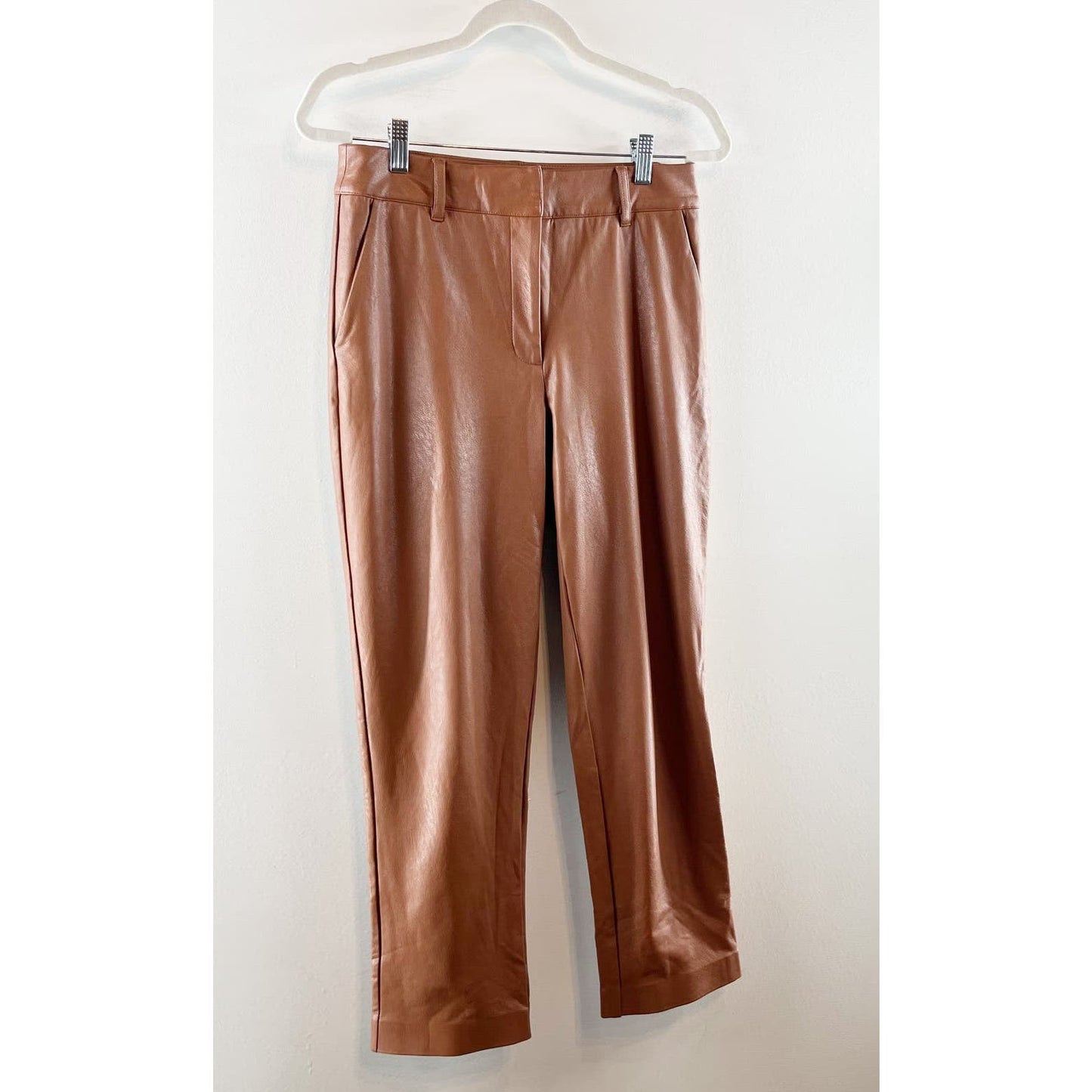 Commando Faux Leather High Rise 7/8 Cropped Trouser Pants Cocoa Brown Small
