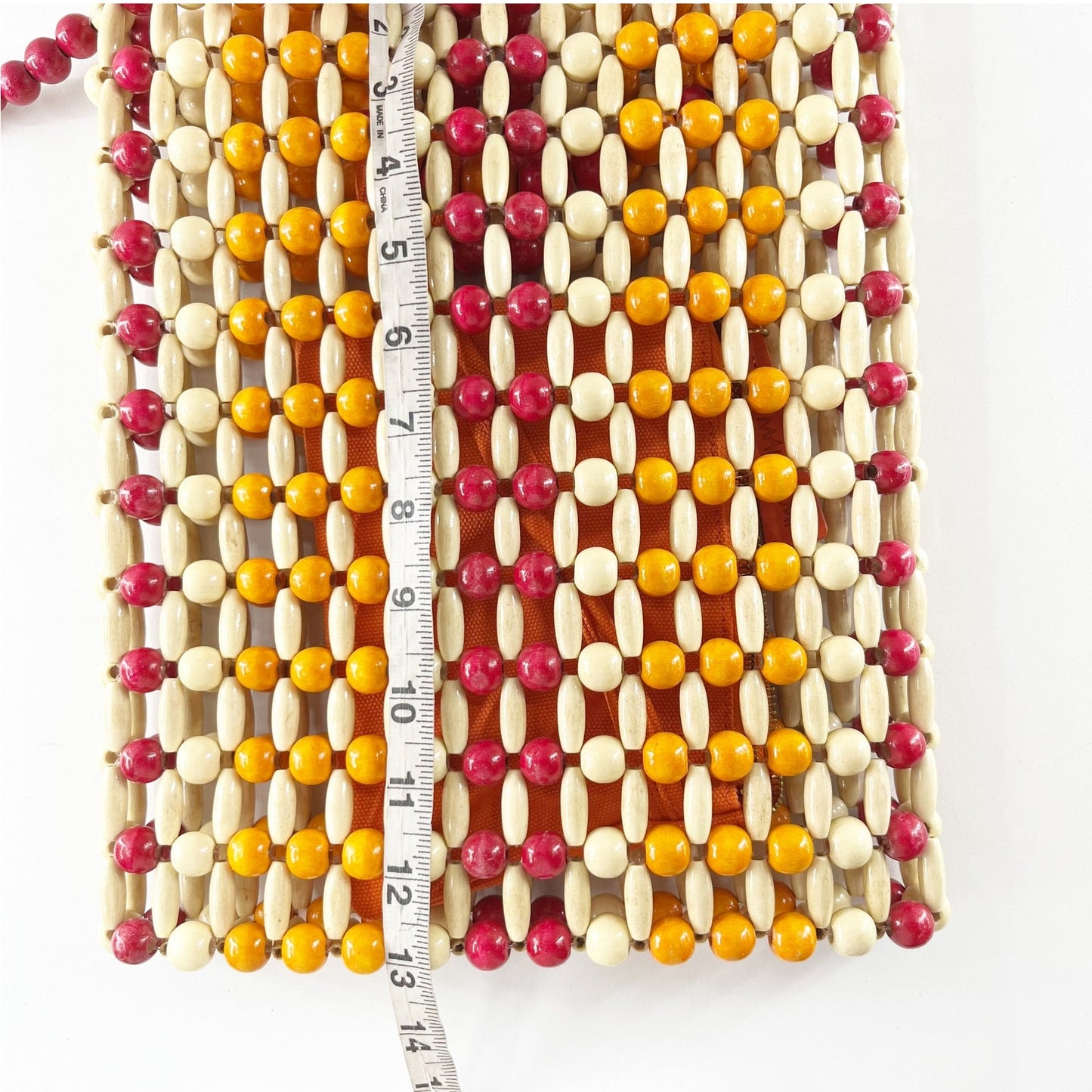 Maliparmi Crossbody Rectangle Beaded Bag Purse Purple Orange