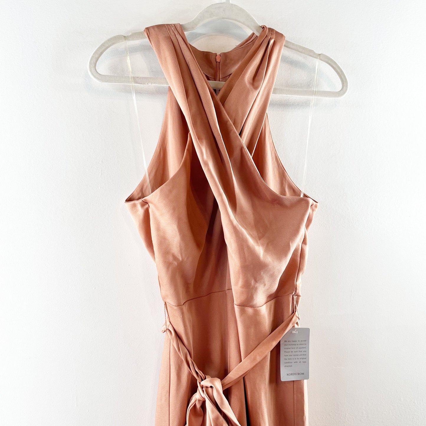 Taylor Satin Tie Waist Sleevleess Midi Dress Blush Pink 8