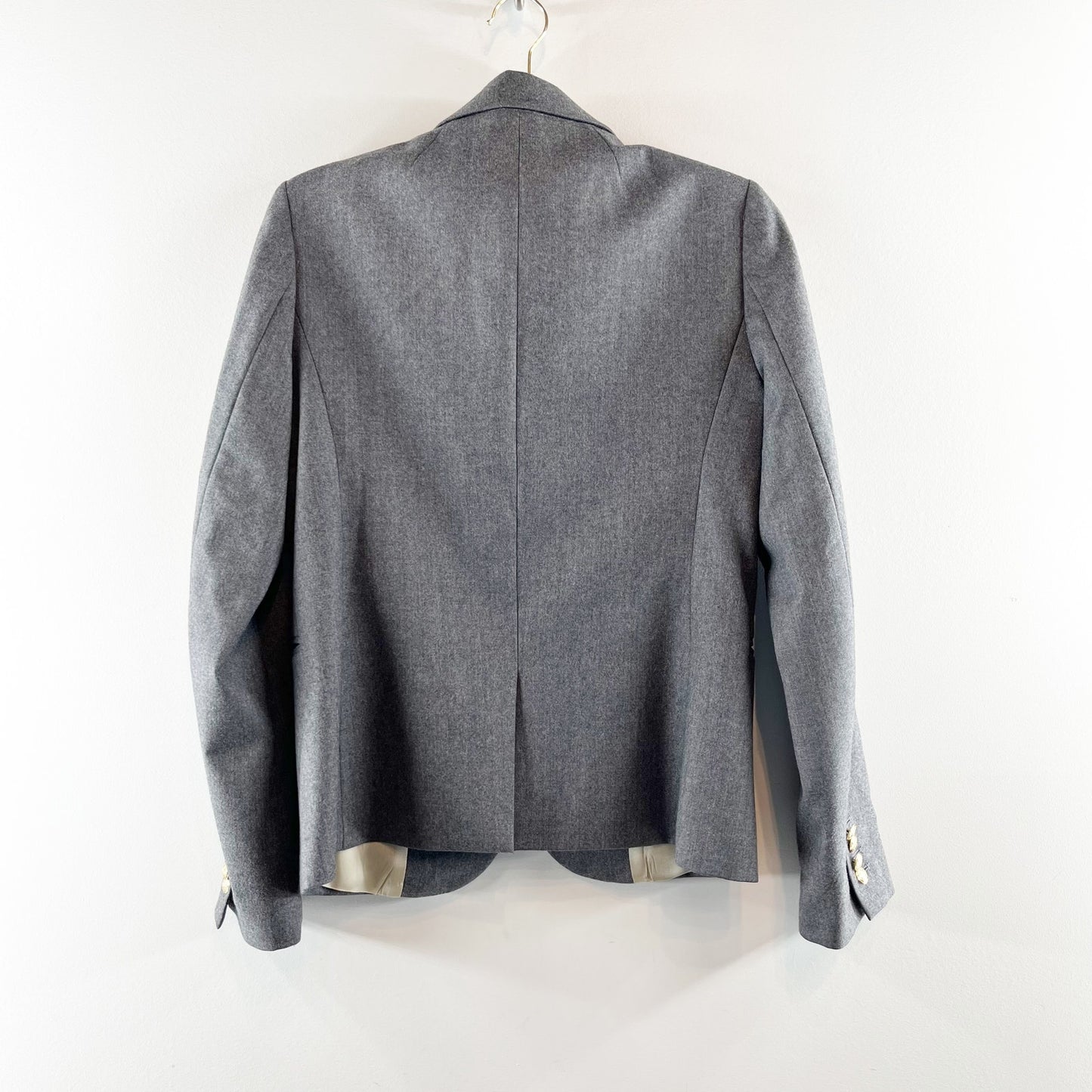 J. Crew Wool Schoolboy Double Button Blazer Jacket Gold Buttons Gray 8