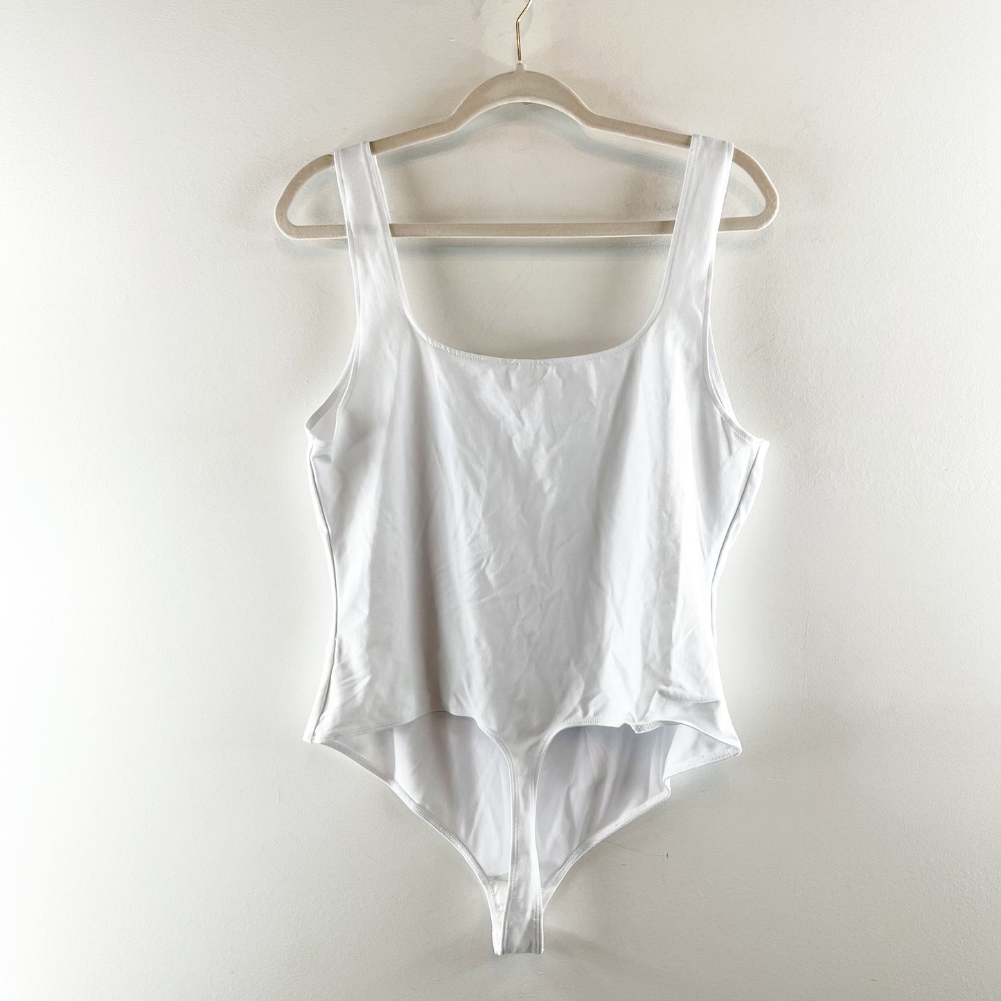 Free People Pippa Notched Wire Tank Top Bodysuit White XL