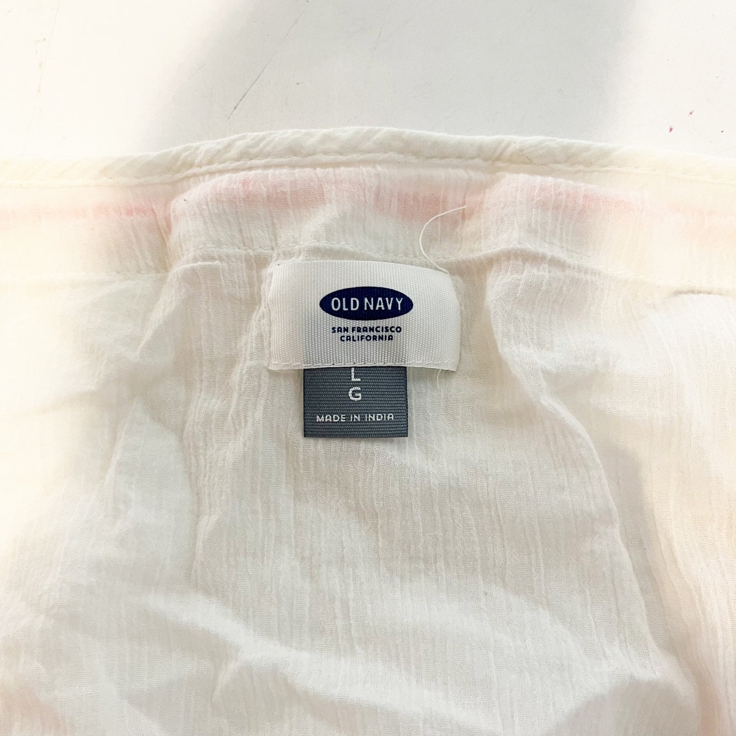 Old Navy Embroidered Gauze 3/4 Sleeve Swimsuit Coverup White Pink Large