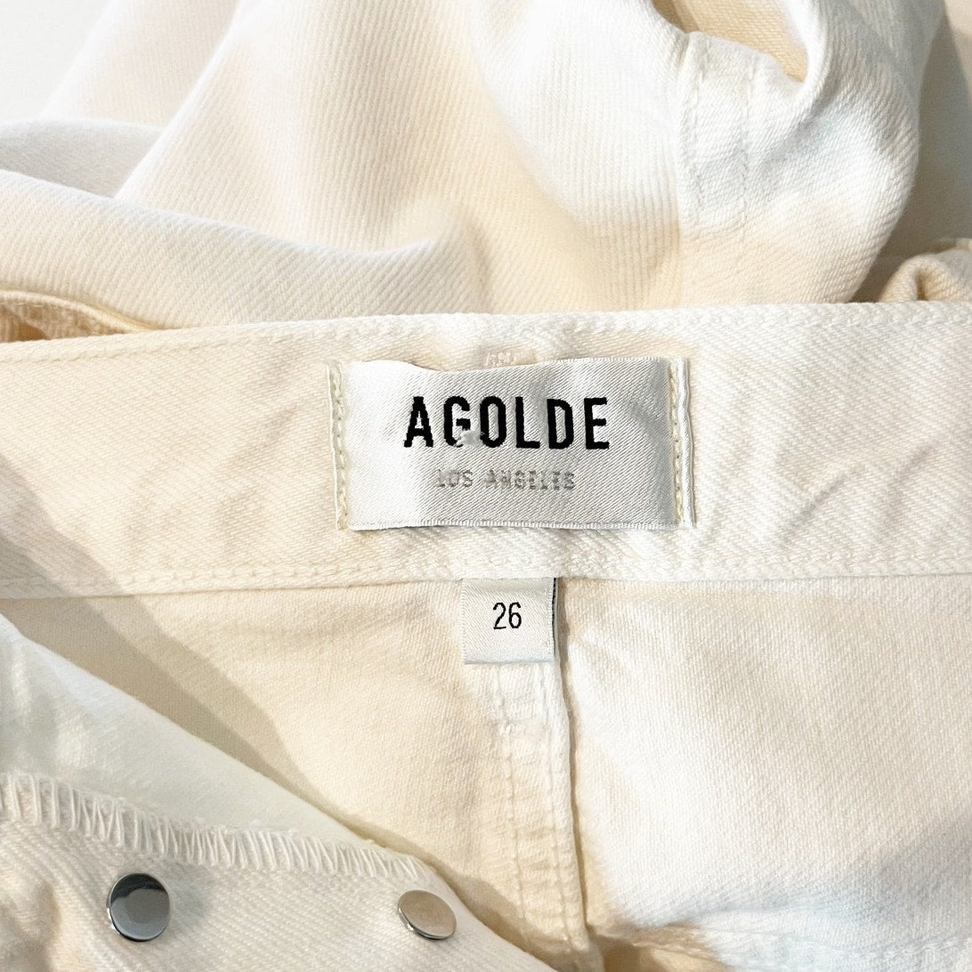 Agolde High Rise 90's Crop Straight Leg Button Fly Jeans White 26 / 2