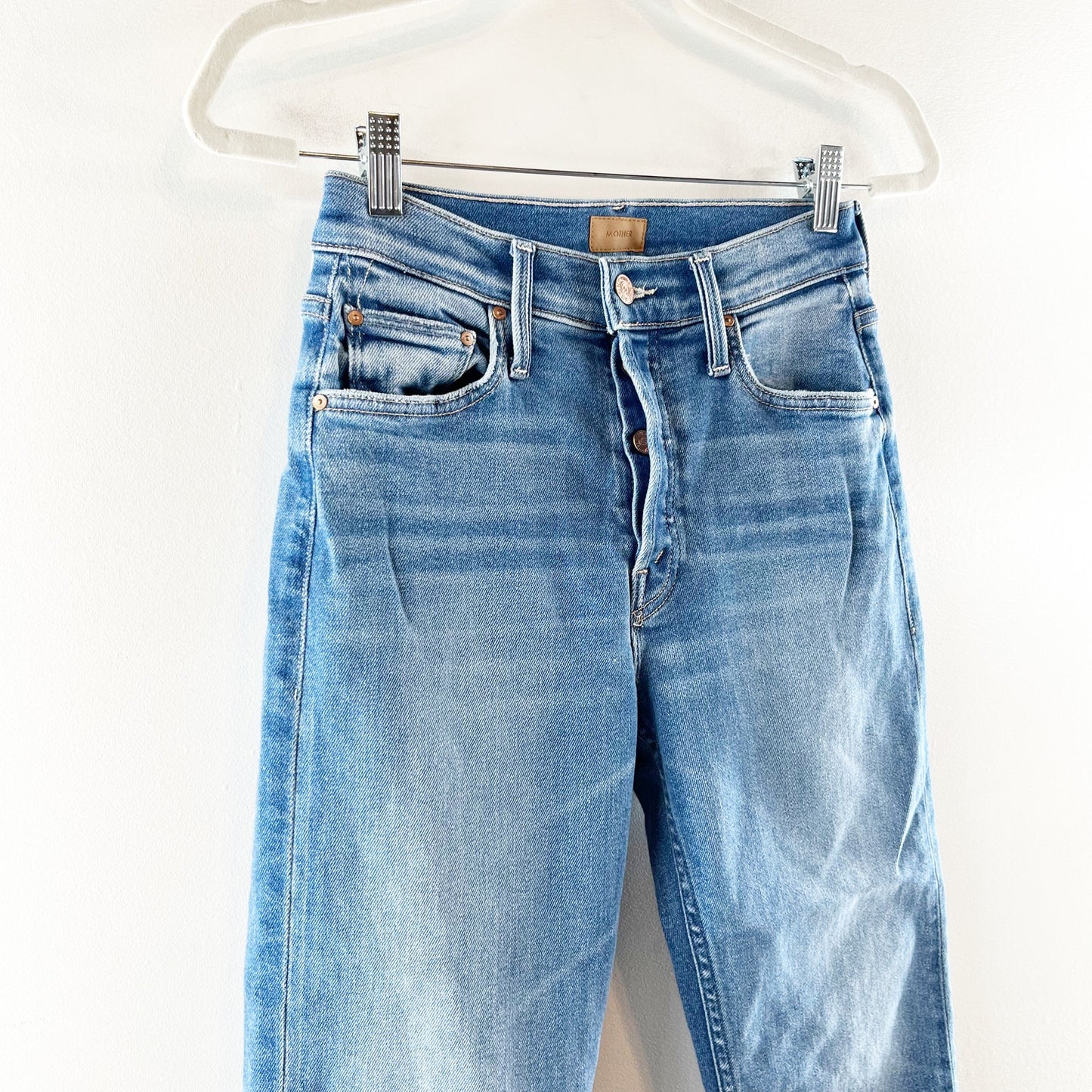 Mother The Tomcat High Rise Straight Leg Ankle Jeans in Layover Blue 25 / 0