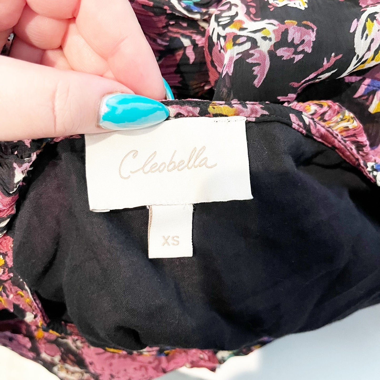 Cleobella Audrey Long Sleeve Floral Mini Dress Purple Pink XS