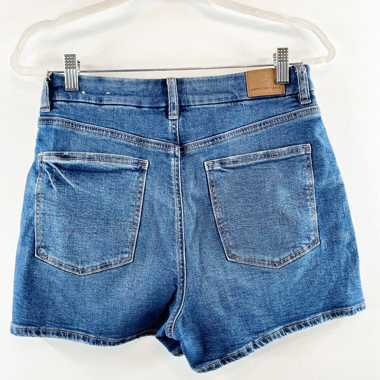 American Eagle High Rise Curvy Mom Jean Denim Shorts Blue 8