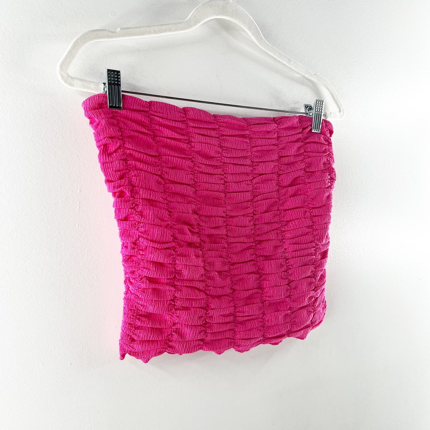Anthropologie Strapless Ruched Crop Tube Tank Top Pink Medium