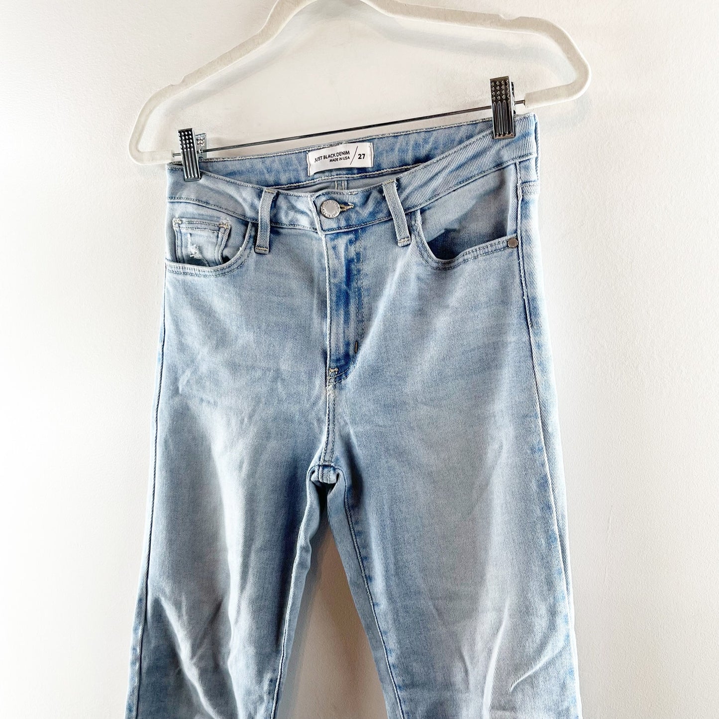 Just Black Denim The Arrow Light Wash High Waisted Straight Jeans Blue 27