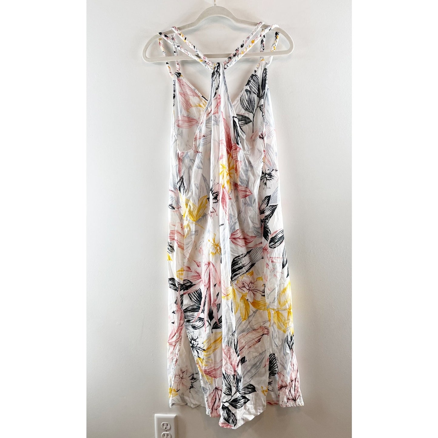 C&C California Linen Blend Floral Midi Slip Dress White XL