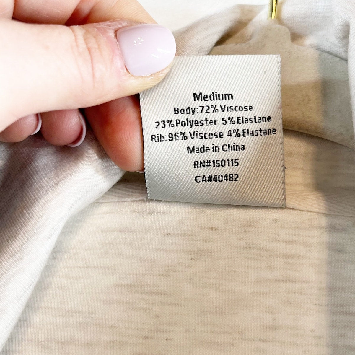 Varley Ridgefield Longline Zip-Through Doublesoft Sweatshirt Jacket Ivory Marl M