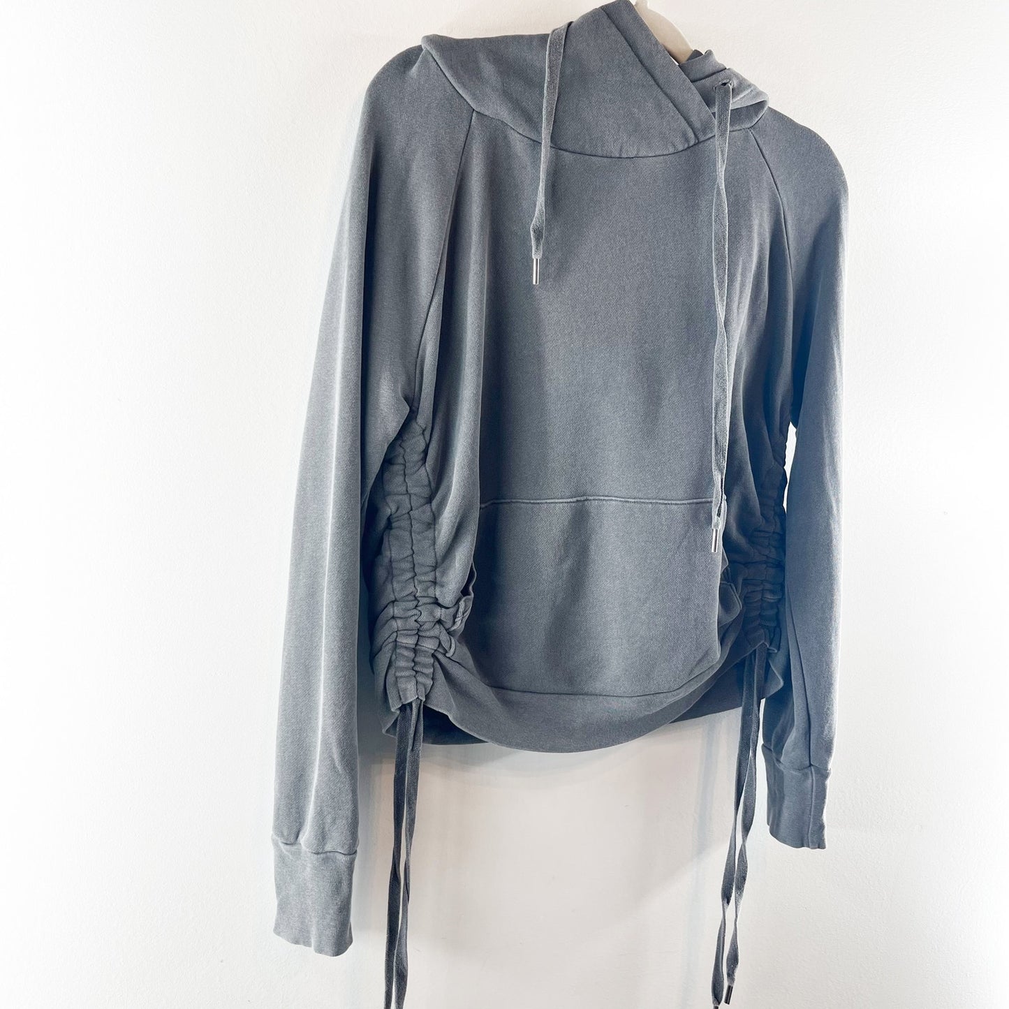 NSF Clarah 100% Cotton Cinch Side Long Sleeve Kangaroo Pocket Hoodie Gray M