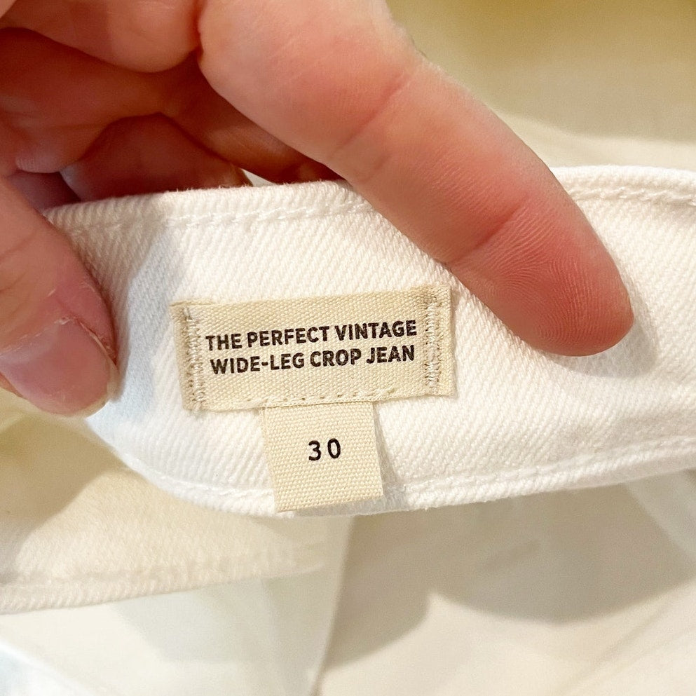 Madewell The Perfect Vintage Wide Leg Crop Jeans Patch Pocket Tile White 10