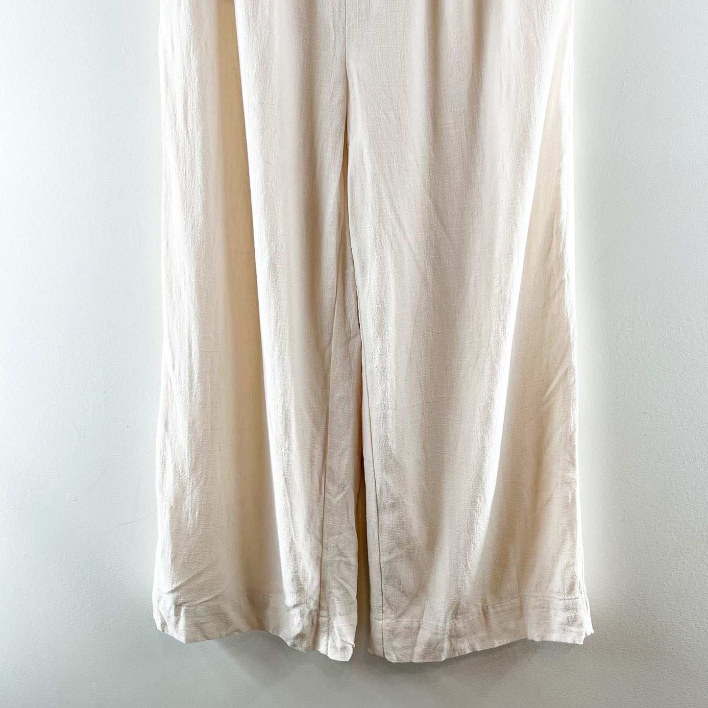 Z Supply High Rise Wide Leg Farrah Linen Blend Pants Trousers Cream Ivory Small