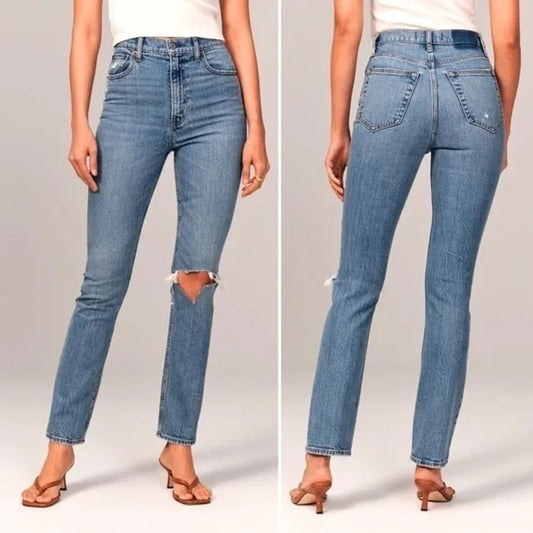 Abercrombie '90s Slim Straight Ultra High Rise Curve Love Jeans Blue 2 / 26