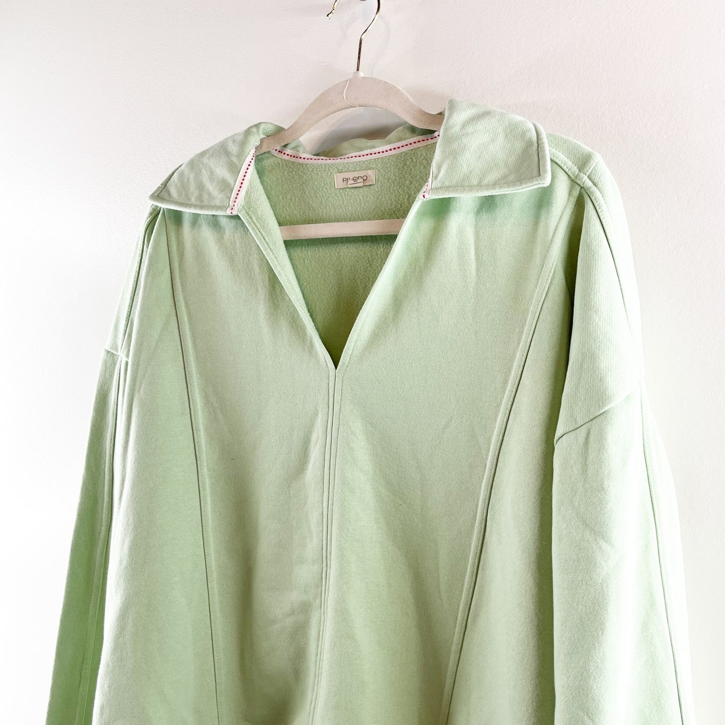 Pilcro by Anthropologie Johnny Collar Pullover Sweatshirt Mint Green Large