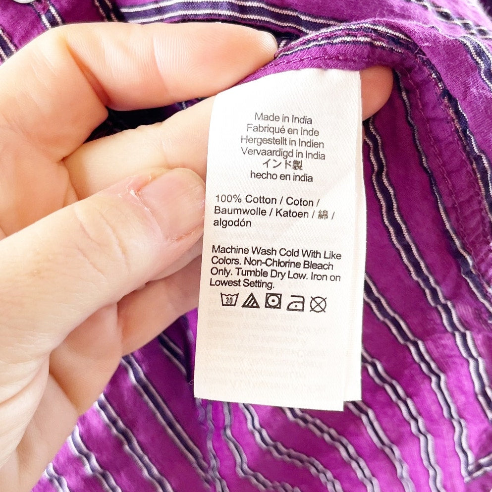 J. Crew Étienne Oversized Fit Dobby Stripe Button-Up Shirt Faded Fuchsia XXS