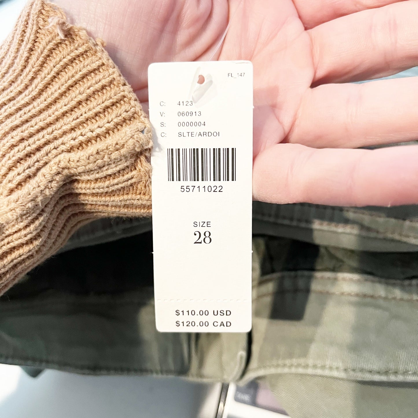 Anthropologie Slim Ankle High Rise Cargo Utility Pants Green 28