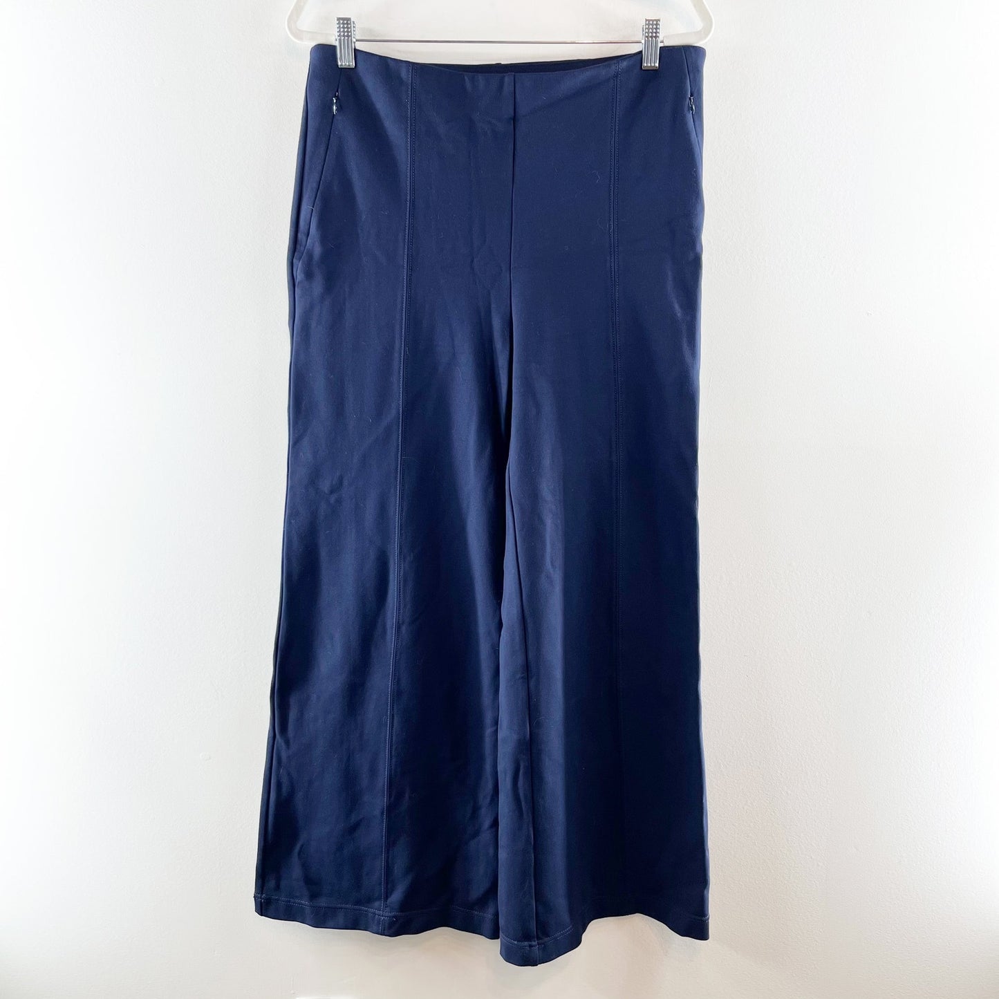 LOFT Ponte High Rise Wide Leg Trouser Pants Navy Blue Large
