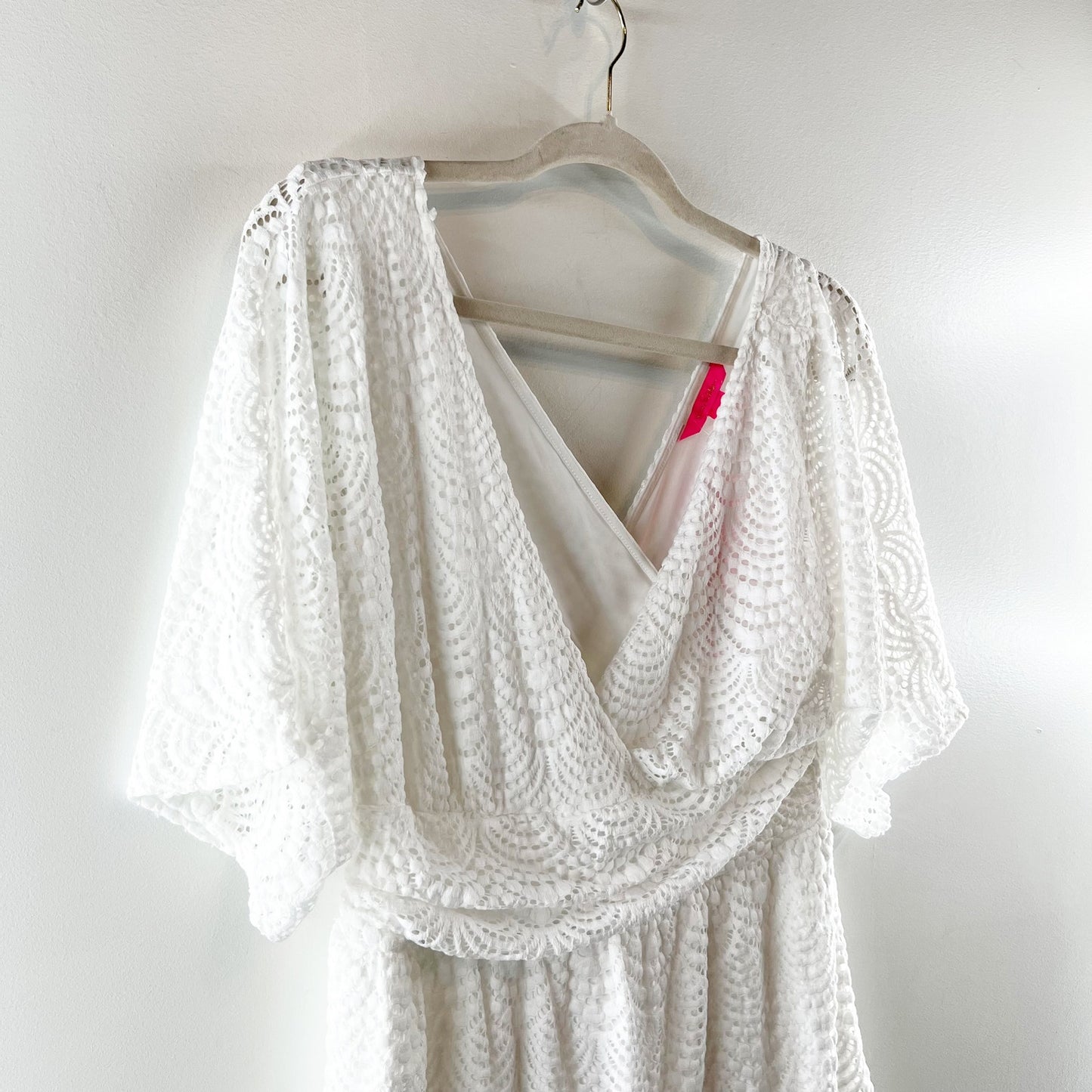Lilly Pulitzer Parigi Lace Skort Romper Mini Dress White Scalloped Shell Large