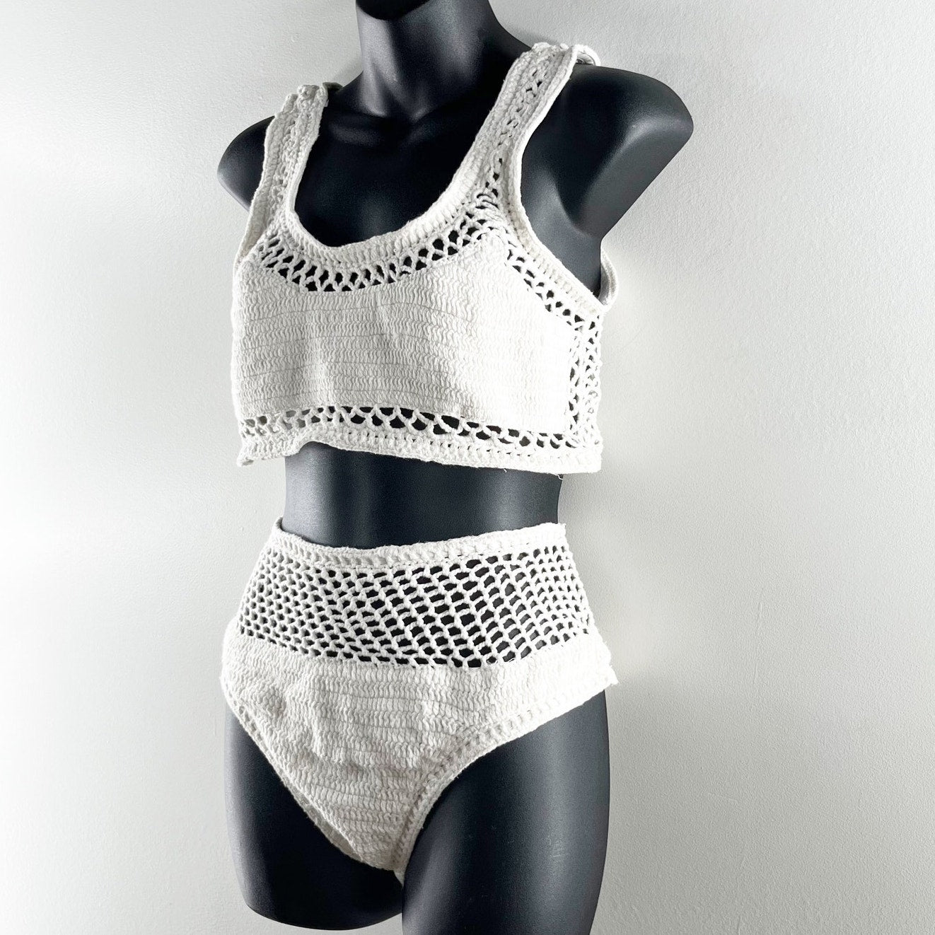 Beach Riot Andy Crochet Swim Top & Wyatt Crochet Bottom Set White L / XL