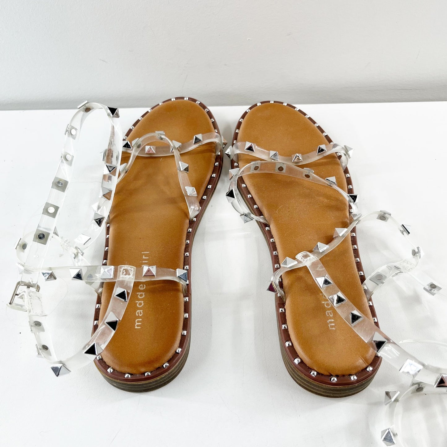 Madden Girl Fairway Ankle Wrap Gladiator Rockstud Sandals Brown 6.5