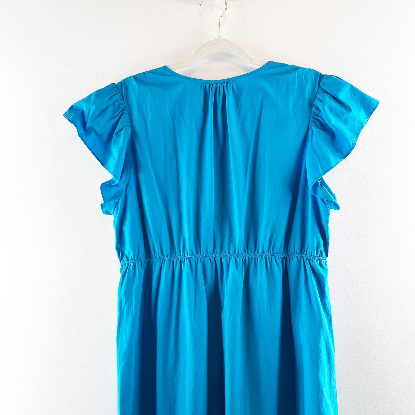 Rails Tina Flutter Sleeve Cotton Poplin Tiered Midi Dress Blue XL