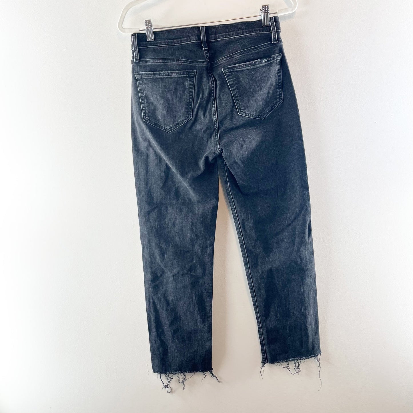 Joes Mid Rise Straight Leg Tapered Mom Jeans Raw Hem Black 26
