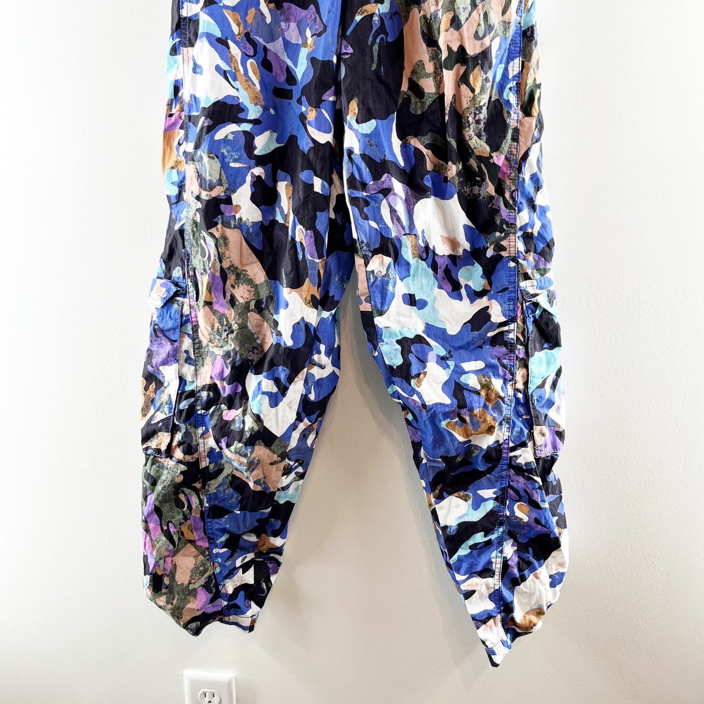 Free People Movement Mesmerize Me Camo Cargo Wide Leg Pants Purple Small