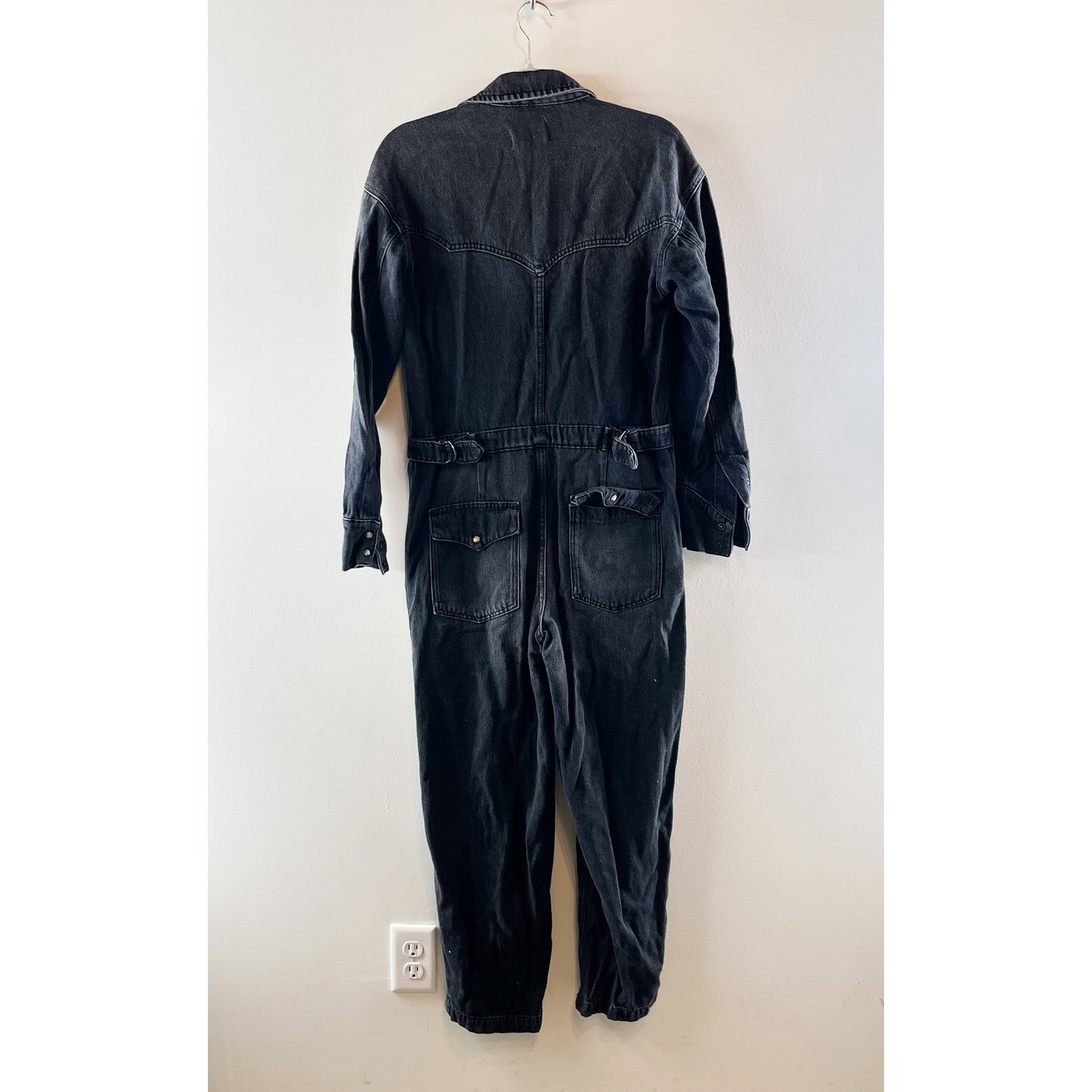 Free People Townes Straight Leg Coverall Jumpsuit Black Denim XS