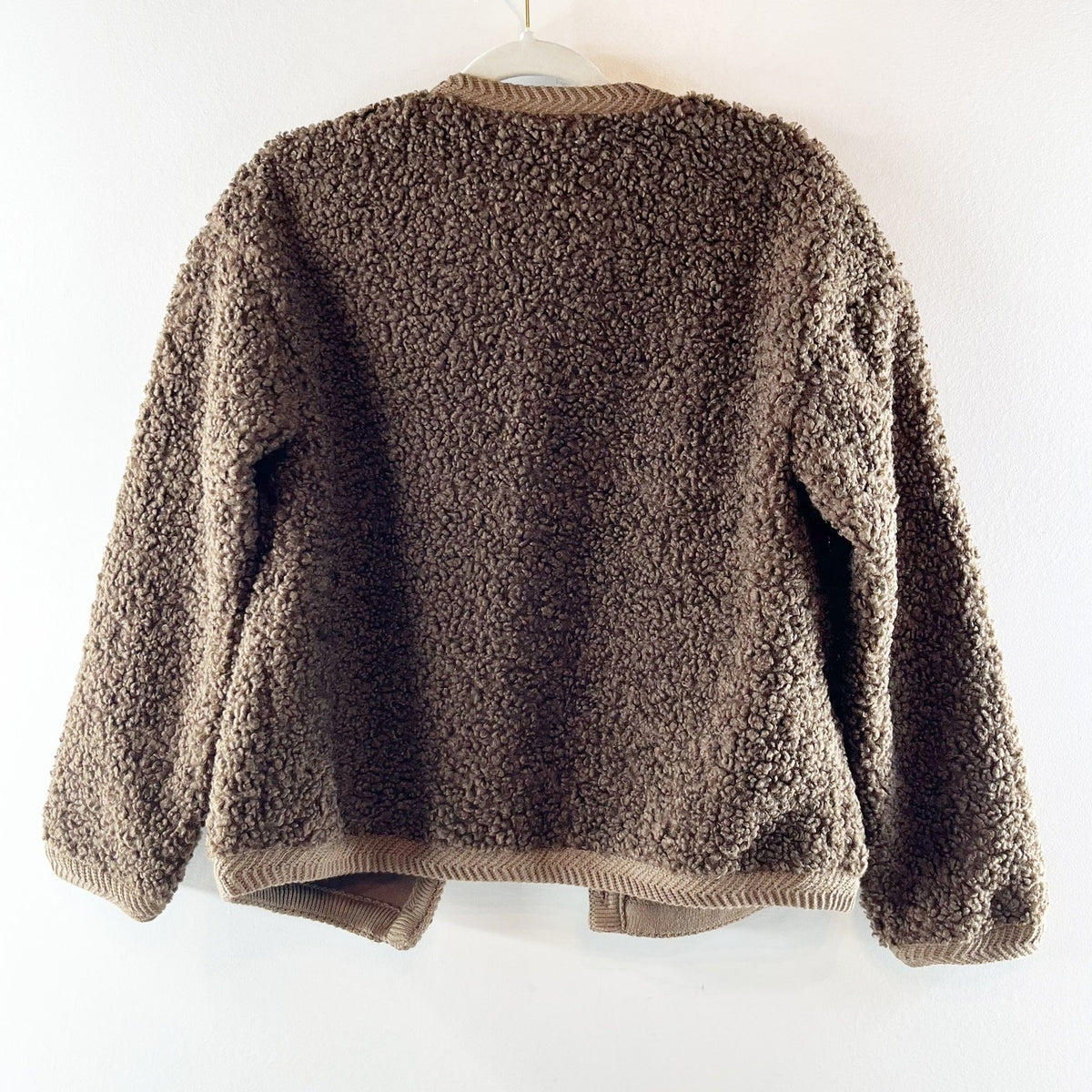 Pretty Garden Boucle Button Up Sweater Cardigan Jacket Brown Small