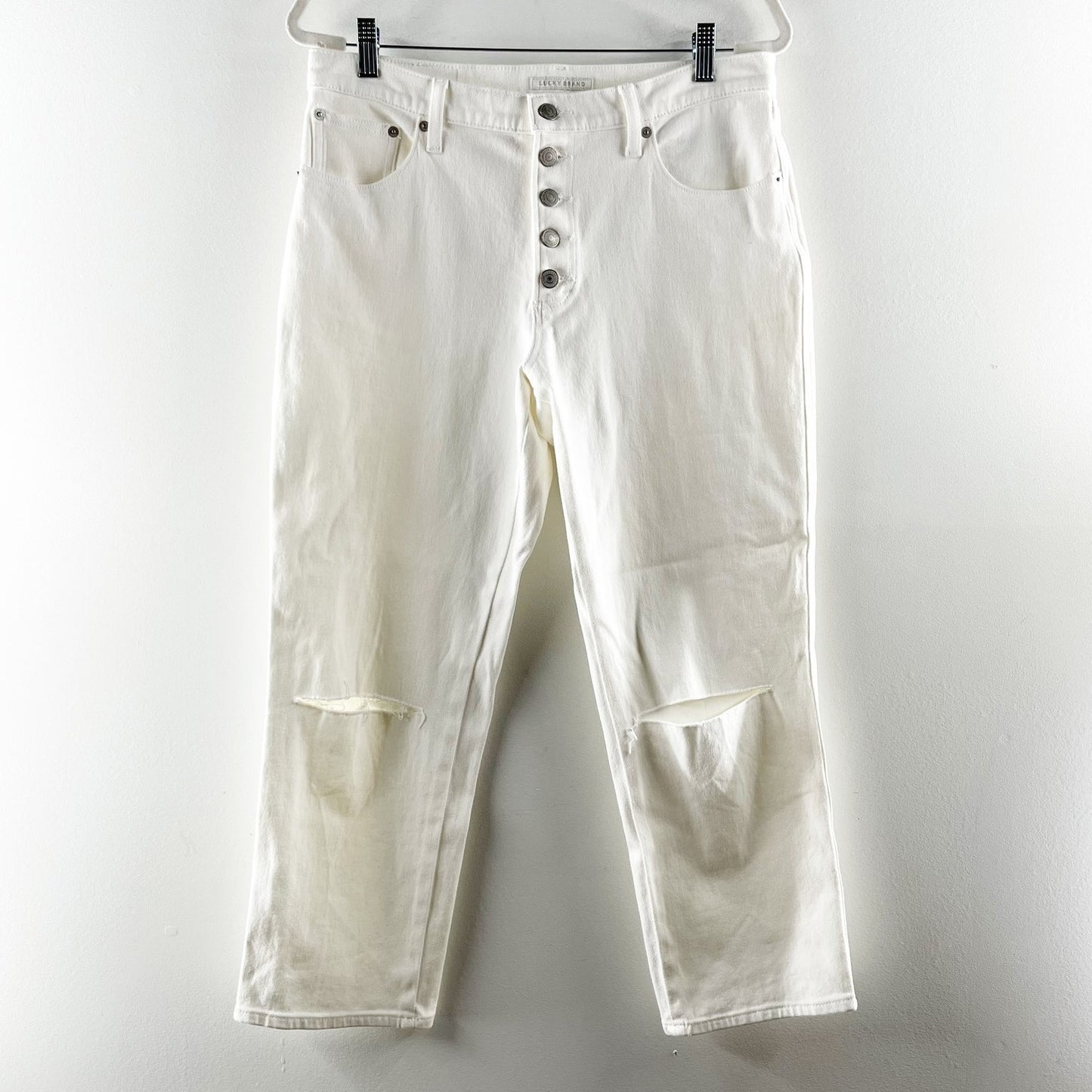 Lucky Brand Mid-Rise Cropped Button-Fly Authentic Straight Jeans White 10 / 30