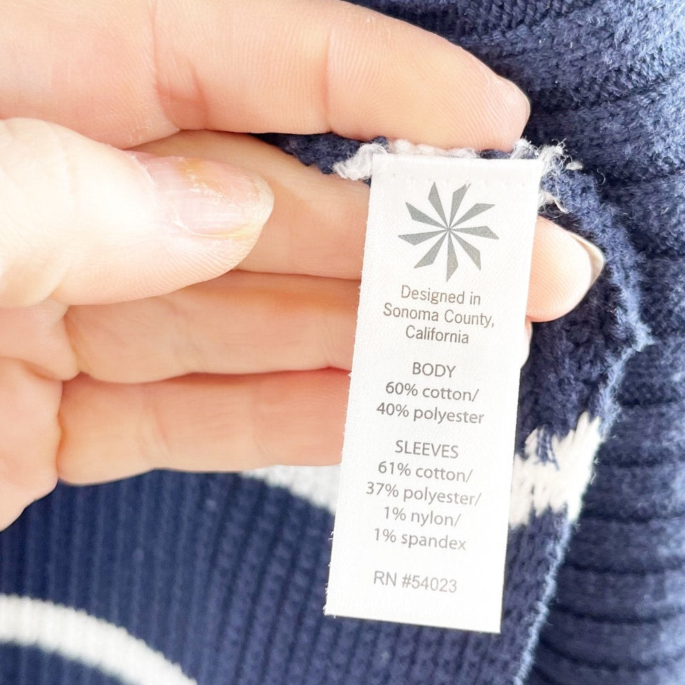 Athleta Striped Peaceful Wrap Open Knit Chunky Cardigan Sweater Navy Blue XXS