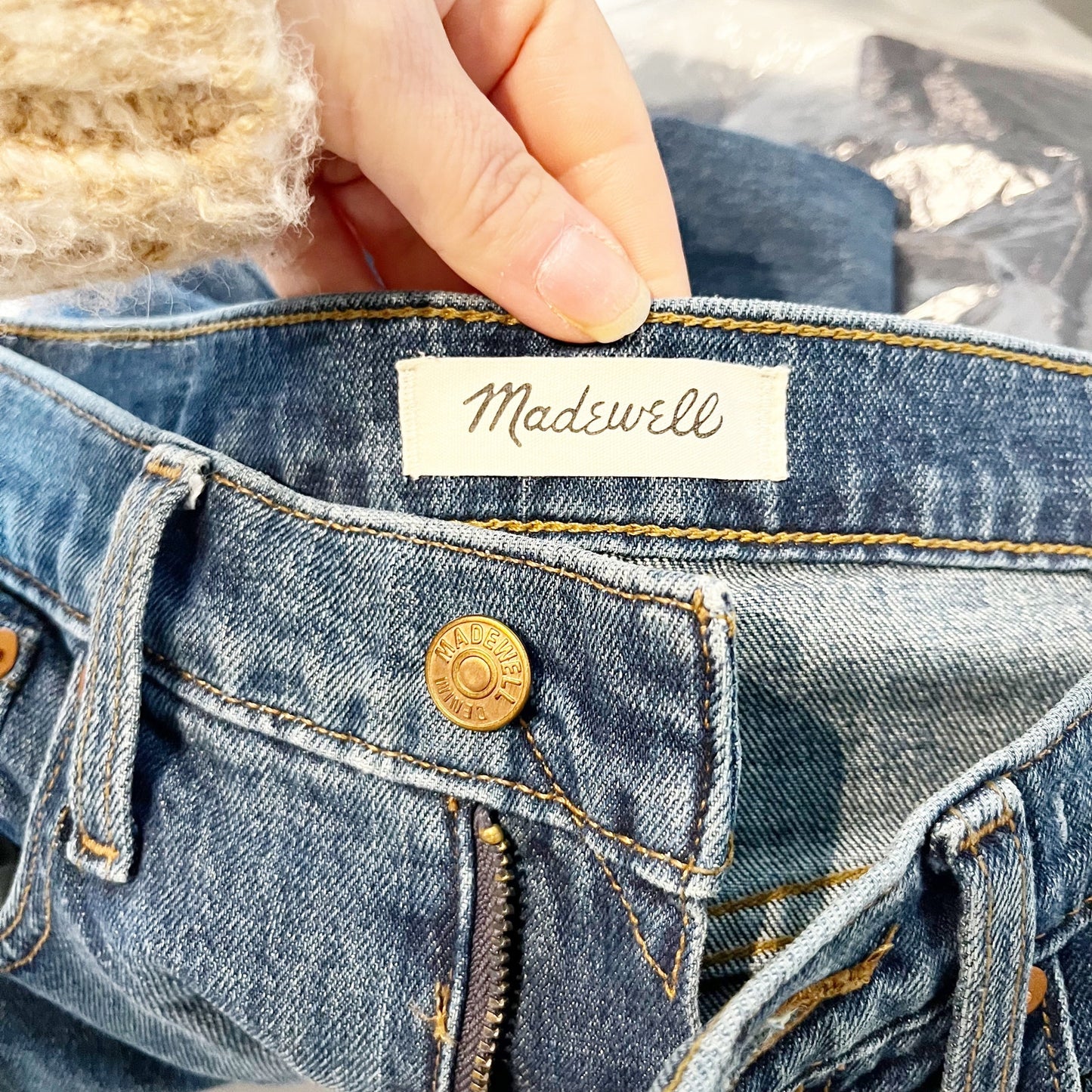 Madewell High Rise Raw Hem Perfect Vintage Jeans Blue 25