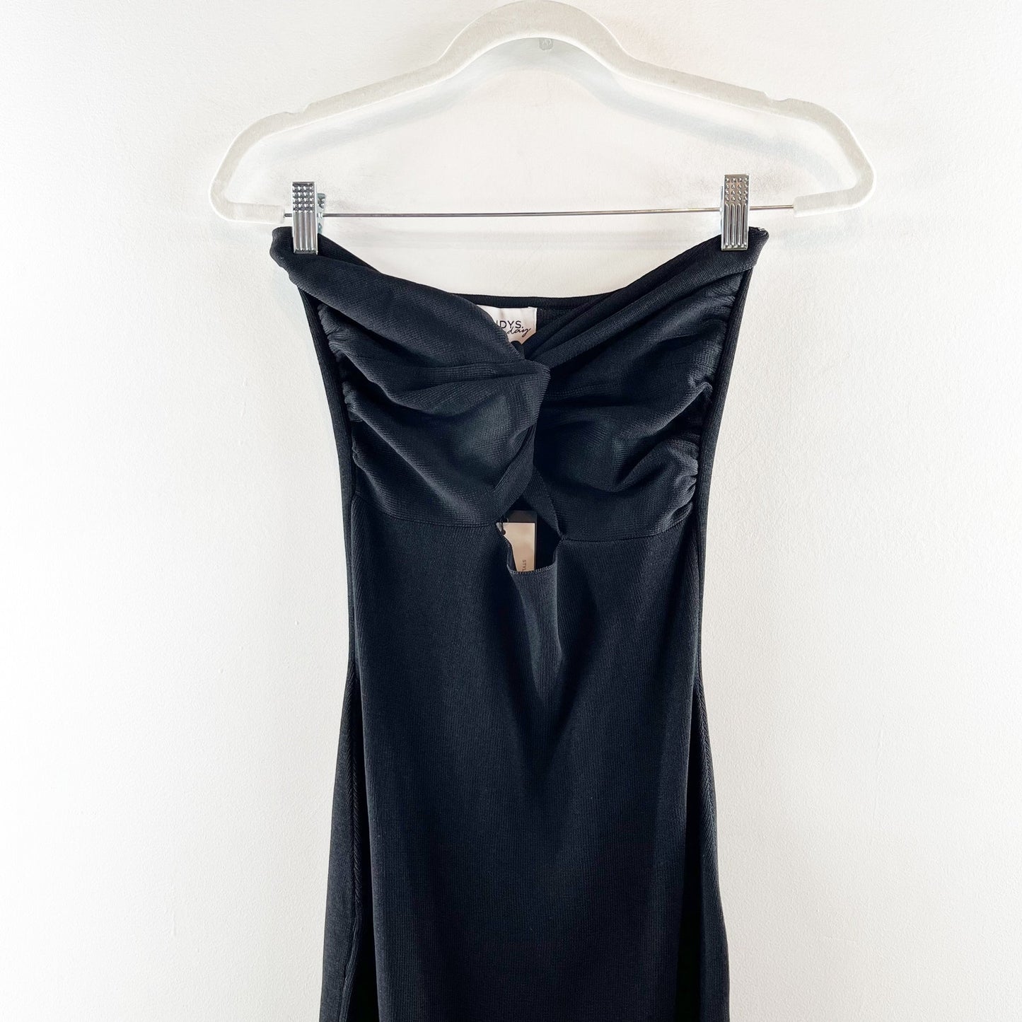 SNDYS Strapless Maia Cutout Twist Front Midi Dress Black Medium