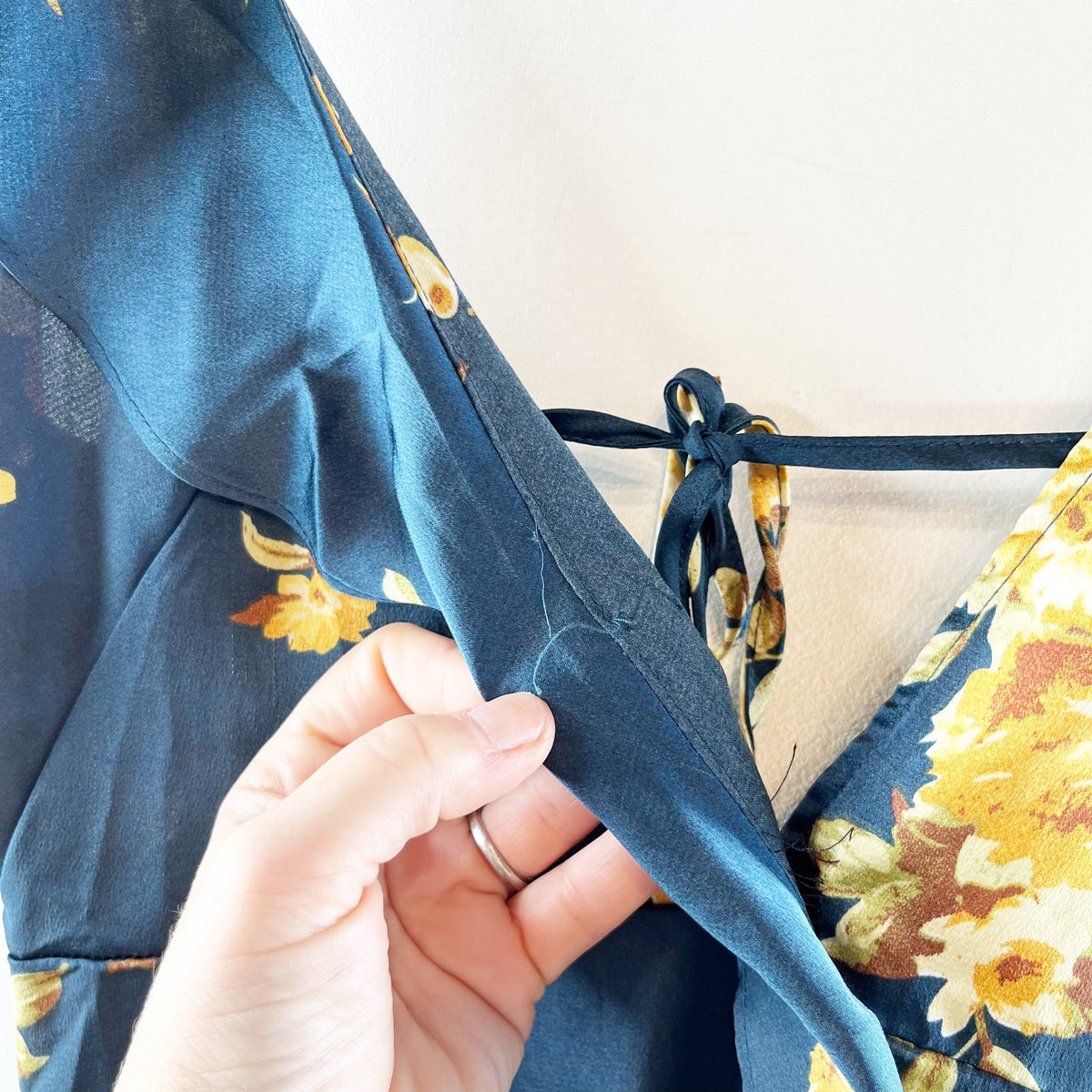 VICI Satin Floral Slit Maxi Slip Dress Green Large