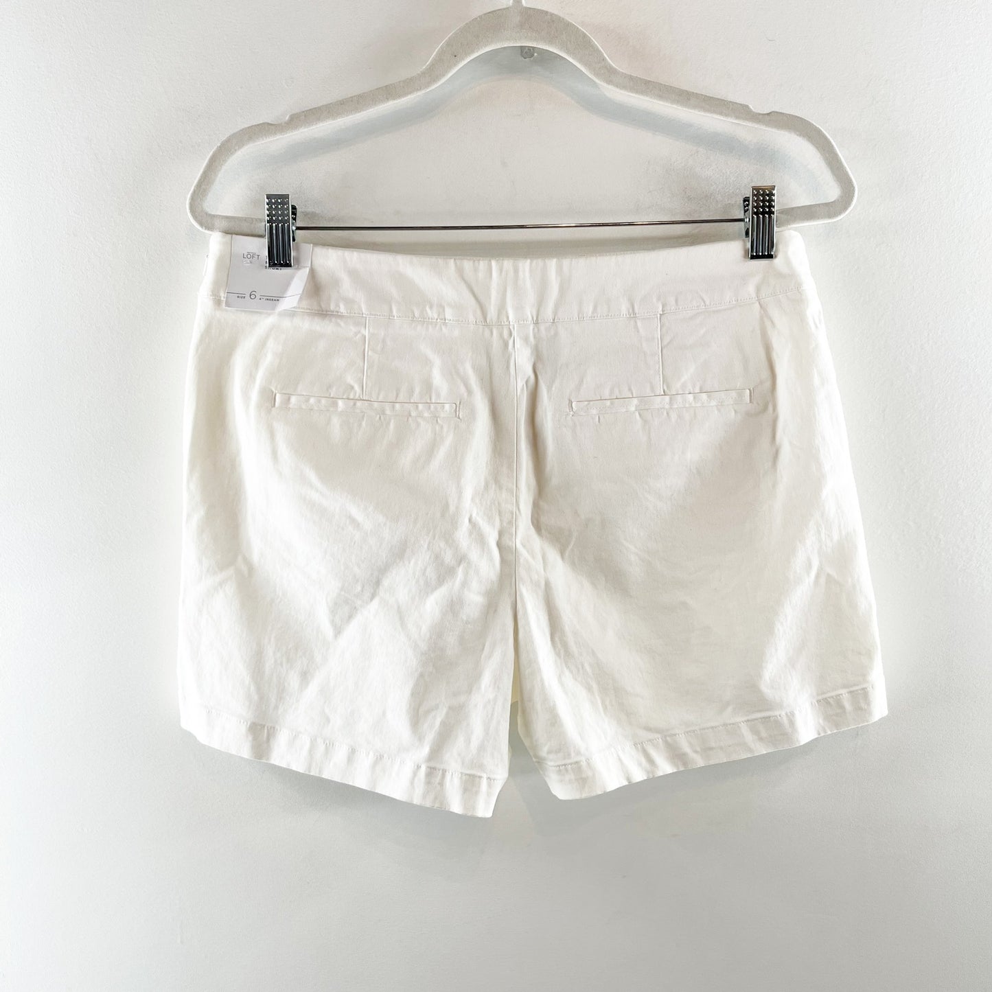 LOFT High Rise Riviera Sailor Chino Shorts with Buttons White 6