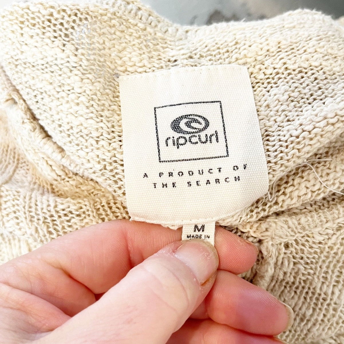 Rip Curl Long Sleeve Lightweight V Neck Sweater Tan Medium