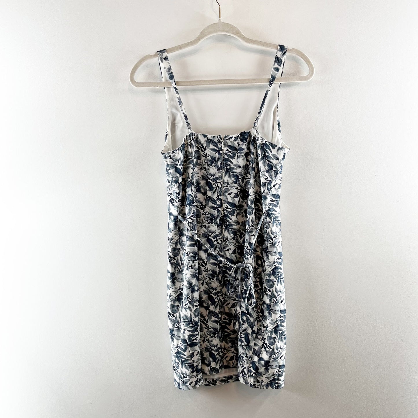 Abercrombie & Fitch Satin Sculpt Floral Sleeveless Slip Mini Dress Blue Small