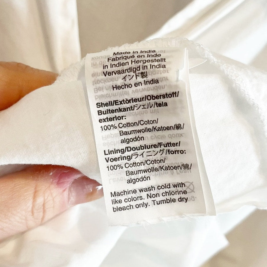 J. Crew 100% Cotton Poplin Tiered Peasant A-Line Boho Mini Dress White Medium