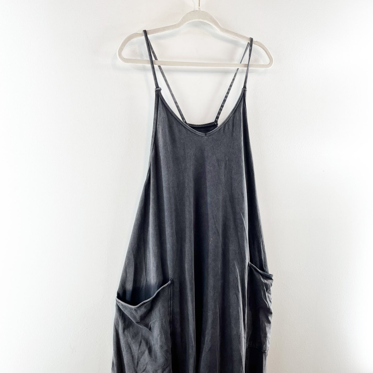 Free People Hot Shot One Piece Jumpsuit Onsie Washed Black Gray Large