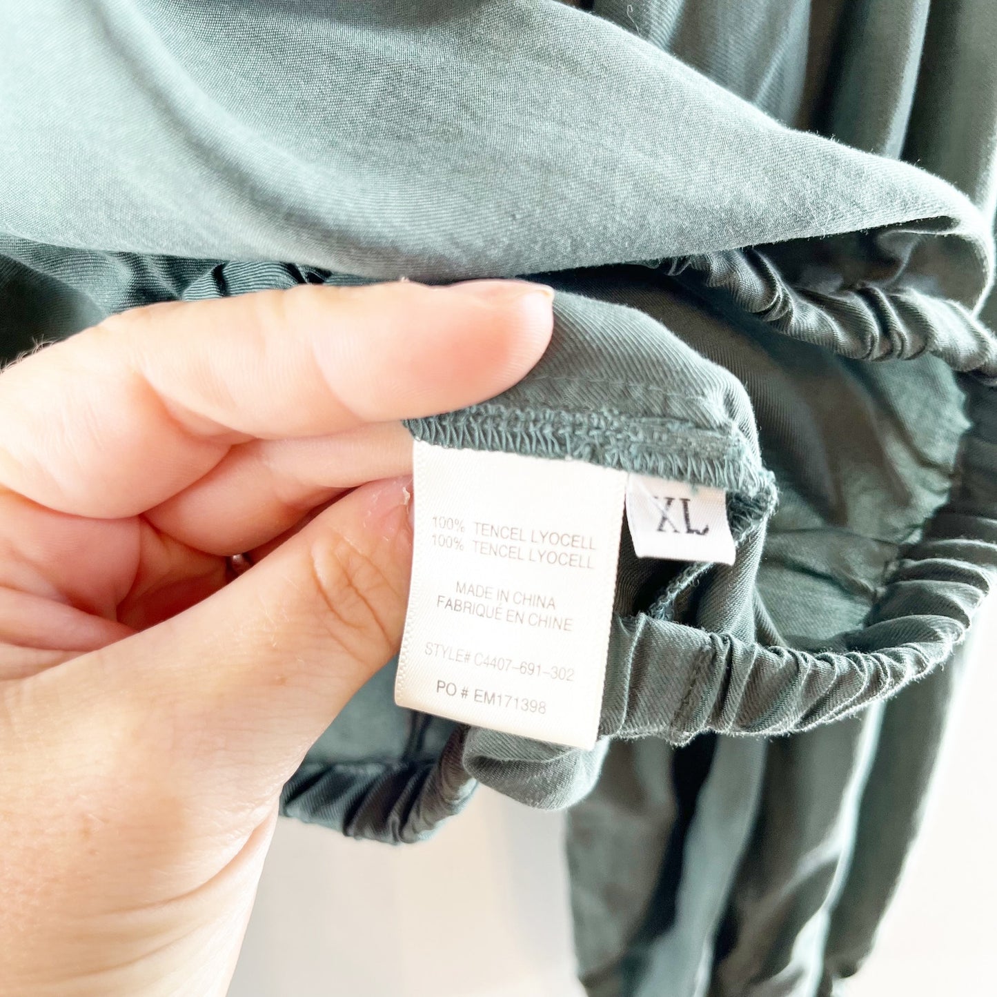 Cloth & Stone Tencel Lyocell Long Sleeve Blouse Top Pinebrook Green XL