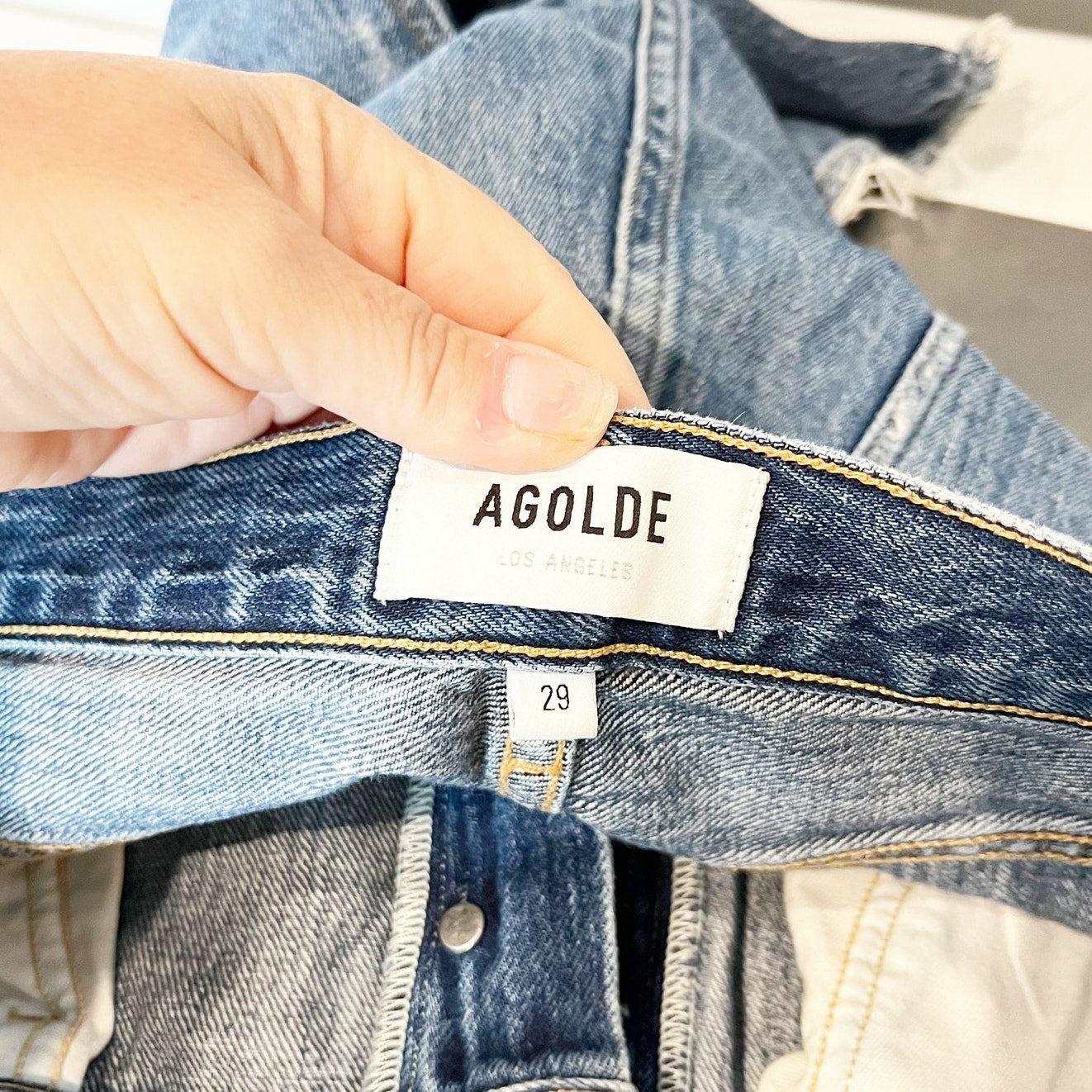AGOLDE Jamie High Rise Chewed Hem Ankle Slim Skinny Jeans Blue 29 / 8