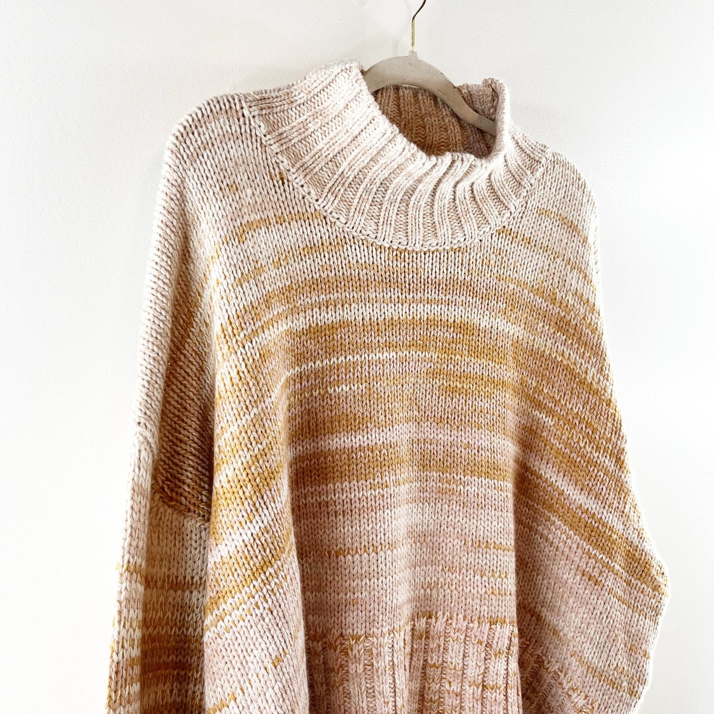 525 America Blair Shaker Knit Ombre Long Sleeve Turtleneck Sweater Beige XL