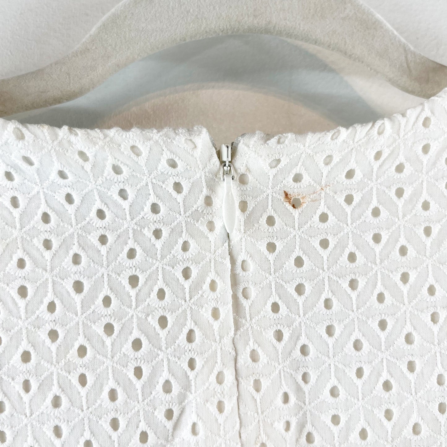 Reecca Vallance Short Sleeve Eyelet Lace Cotton Mini Dress White 0