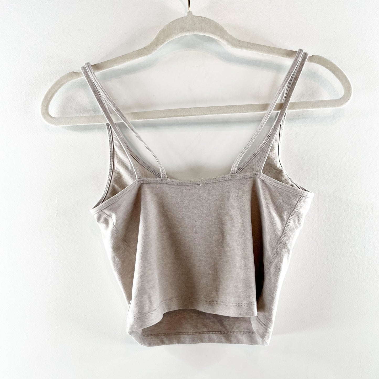Vuori Halo Performance Cropped Tank Top Cami Heathered Oatmeal Beige Small