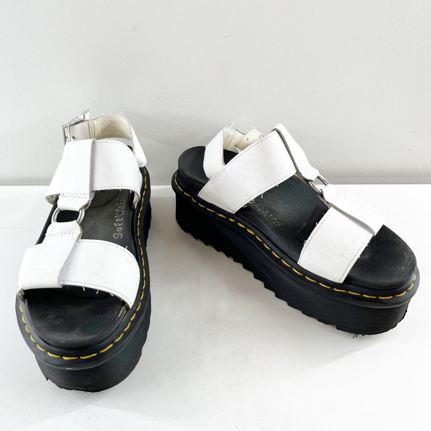 Dr. Martens Francis Leather Fisherman Platform Chunky Sandals White 8